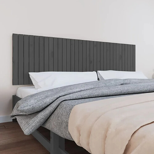 vidaXL Tête de lit murale Gris 204x3x60 cm Bois massif de pin