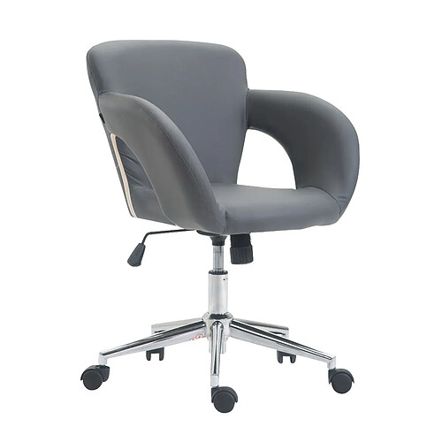 Decoshop26 Fauteuil chaise de bureau en synthétique gris avec accoudoirs hauteur réglable BUR10345