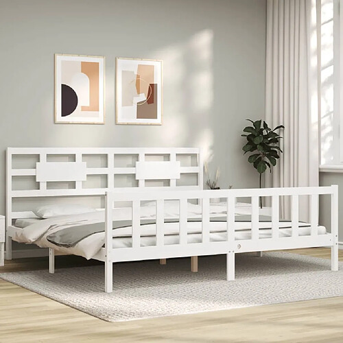 Maison Chic Lit Super King - Cadre de lit avec tête de lit blanc Size bois massif -MN71767