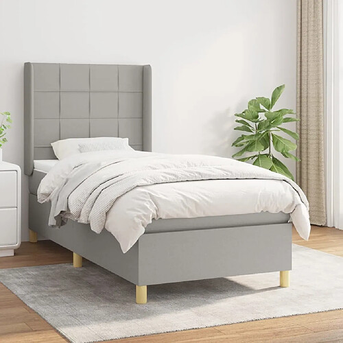 Maison Chic Lit Adulte - Lit simple Lit à sommier tapissier avec matelas moelleux - Meuble de Chambre - Gris clair 90x200 cm Tissu -MN99334