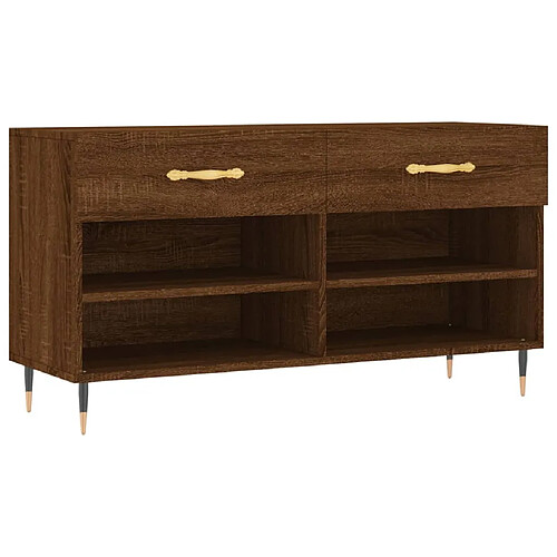 Maison Chic Banc à chaussures | Meuble de rangement à chaussures Meuble d'Entrée chêne marron 102x35x55 cm bois d'ingénierie -MN13236