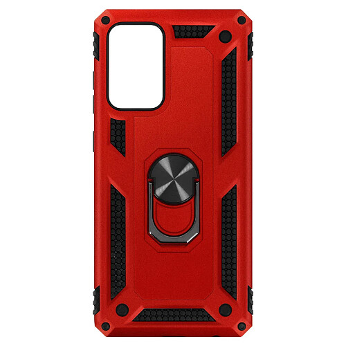 Avizar Coque Samsung Galaxy A72 Antichoc Bi-matière Bague Support Vidéo Rouge