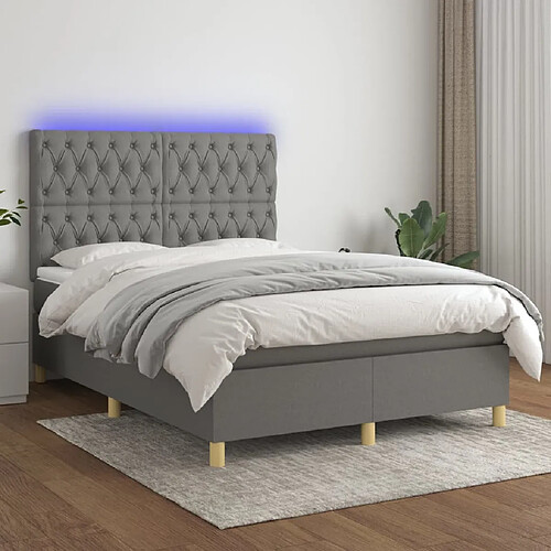 Sommier à lattes,Cadre à lattes de lit et matelas et LED pour Adulte Gris foncé 140x190 cm -MN81057