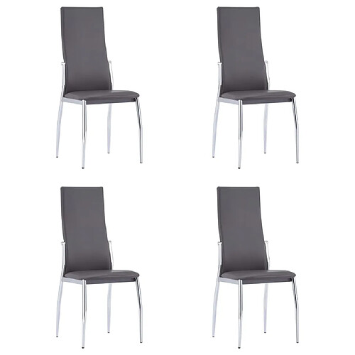 vidaXL Chaises à manger lot de 4 gris similicuir