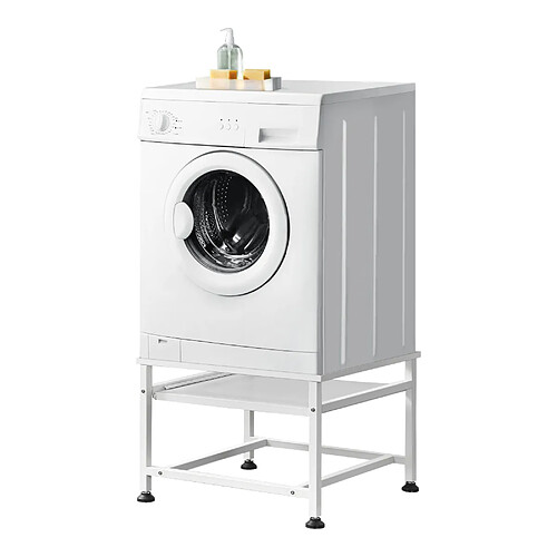 Socle avec Étagère Extensible pour Machine à Laver 63 x 54 x 41 cm Blanc [en.casa]