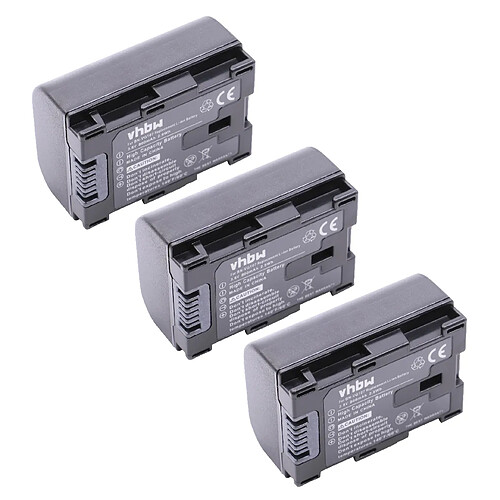 vhbw 3x Batteries compatible avec JVC GZ-MG980-R, GZ-MG980-S, GZ-MS110 caméra vidéo caméscope (800mAh, 3,6V, Li-ion) avec puce d'information