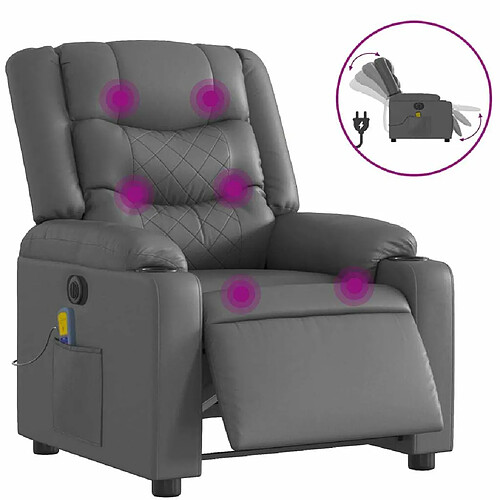 Maison Chic Fauteuil Relax pour salon, Fauteuil de massage inclinable électrique gris similicuir -GKD36142