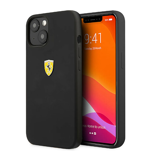 Ferrari Coque en silicone pour iPhone 13 Pro Noir On Track avec logo en métal