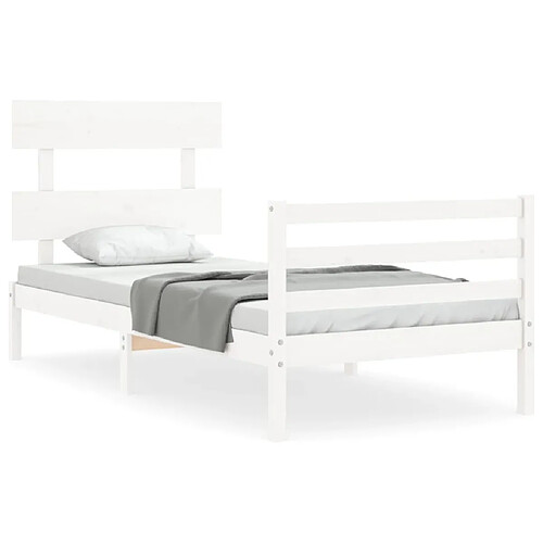 Maison Chic Cadre/structure de lit avec tête de lit pour adulte - Lit Moderne Chambre blanc simple bois massif -MN80132