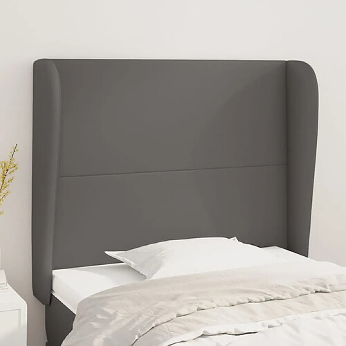 vidaXL Tête de lit avec oreilles Gris 83x23x118/128 cm Similicuir