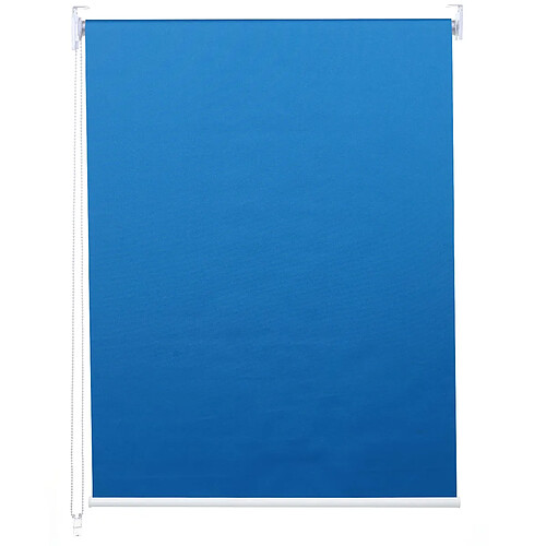 Decoshop26 Store enrouleur de fenêtre occultant protection solaire store à tirage latéral 60x160cm opaque bleu 04_0004536