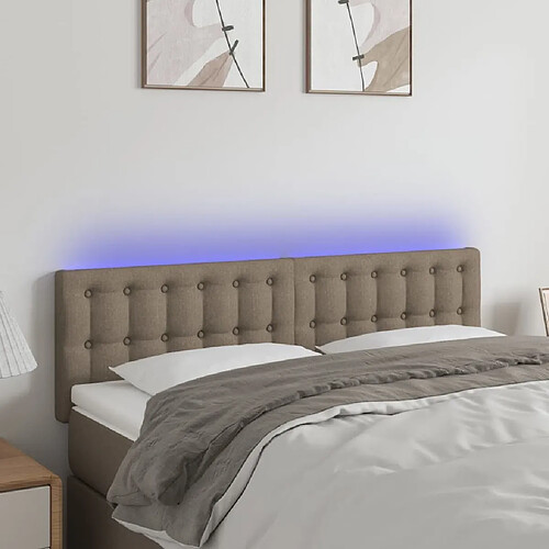 Maison Chic Tête de lit scandinave à LED,meuble de chambre Taupe 144x5x78/88 cm Tissu -MN12679