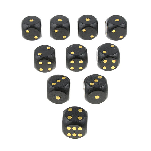 10 pièces en bois dés d6 pointillés pour d u0026 d trpg mtg jeu de société jouet noir