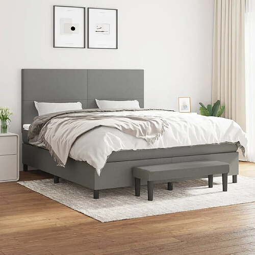 vidaXL Sommier à lattes de lit avec matelas Gris foncé 160x200cm Tissu