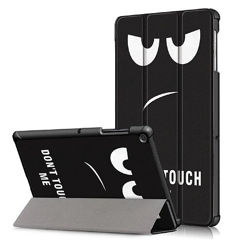 Etui en PU motif imprimé tri-pliure avec support ne me touche pas pour votre Samsung Galaxy Tab S5e SM-T720/SM-T725