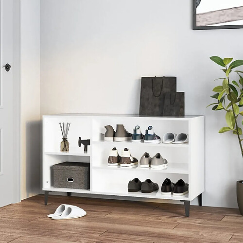 Maison Chic Armoire à chaussure,Meuble à Chaussures Blanc brillant 102x36x60 cm Bois ingénierie -MN28524