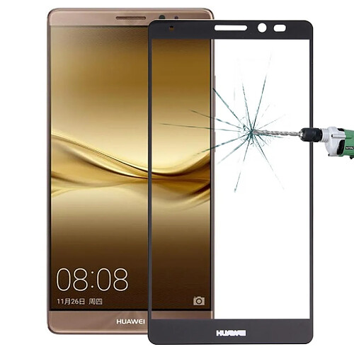 Wewoo Verre trempé noir pour Huawei Mate 8 0.26mm 9 H Surface Dureté Antidéflagrant Sérigraphie Plein écran Film