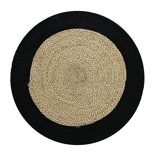 Thedecofactory FUNNY JUTE - Tapis rond en jute et coton bande noire diam.70