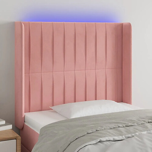 Maison Chic Tête de lit scandinave à LED,meuble de chambre Rose 103x16x118/128 cm Velours -MN99859