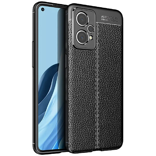 Coque en TPU anti-scratch, flexible, texture litchi, noir pour votre Realme 9 Pro +