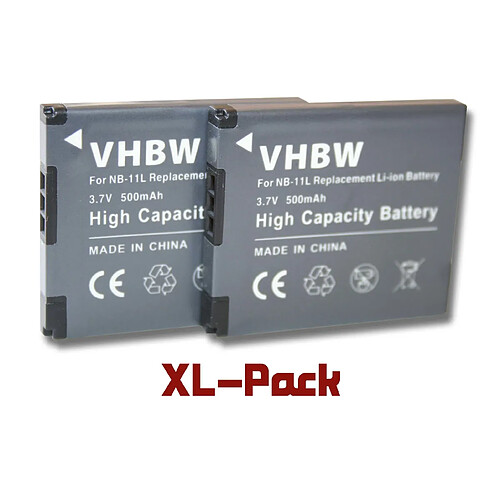 vhbw 2x Li-Ion batterie 500mAh (3.7V) pour appareil photo DSLR Canon Powershot SX420IS, SX420 IS, Digital Ixus 180, 285HS, 285 HS remplace NB-11L