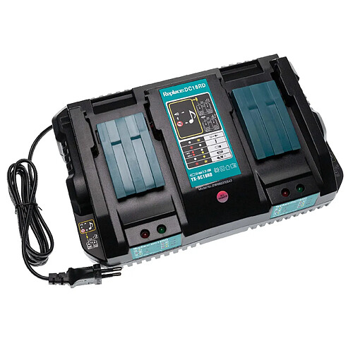 vhbw Chargeur double compatible avec Makita TP131DRFX, TP131DRFXB, TP131DZ, TS130DRFX, TW152, TW152D, TW152DRFX batteries Li-ion d'outils