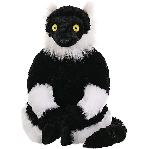 Wild Republic peluche Lémurien Singe de 30 cm noir blanc