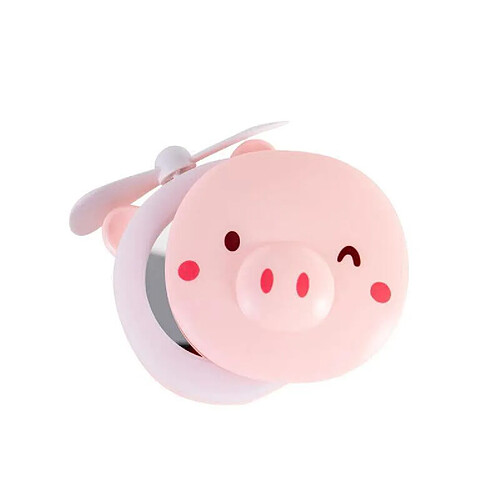 3in1 USB Rechargeable Cartoon Piggy Mini Miroir Cosmétique Compact Miroirs de Maquillage de Poche Portables Ventilateur de Refroidissement Lumière Portable