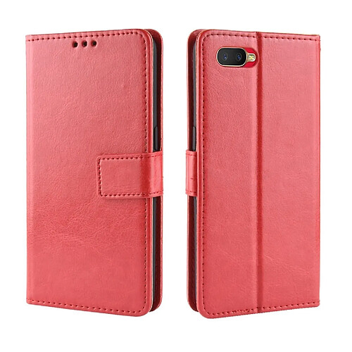 Wewoo Housse Coque Pour Oppo Reno Une rétro en cuir avec texture un cheval fou et un porte-cartes et un cadre photo Rouge