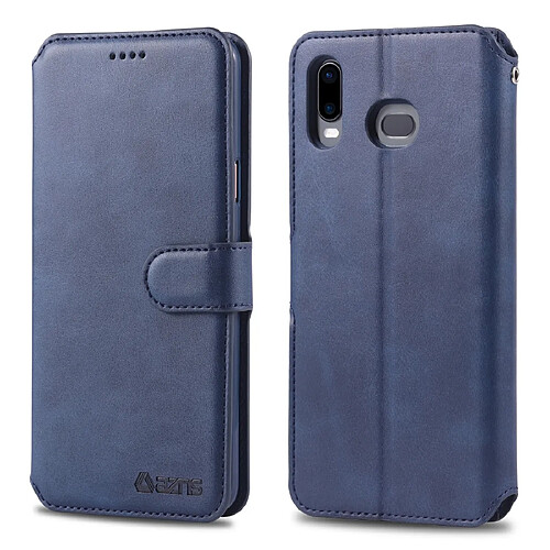 Wewoo Housse Coque Pour Galaxy A6s AZNS Étui en cuir PU avec support et fentes cartes et cadre photo horizontal texture de mollet et Bleu