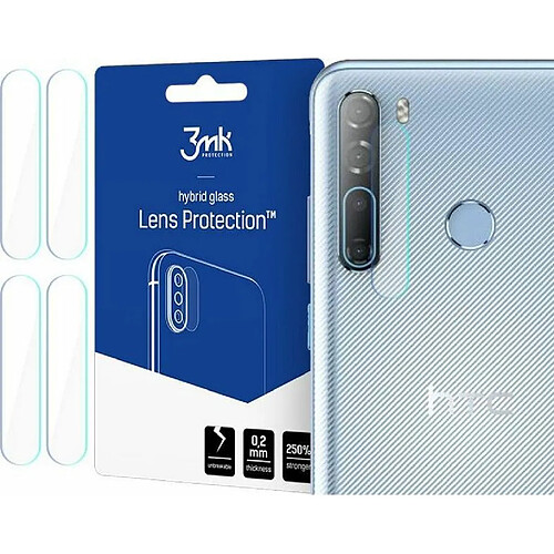 3MK Lot de 4 protections pour appareil photo arrière anti-chocs 100 % compatibles avec HTC Desire 20 Pro- Transparent