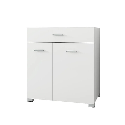 ML DESIGN MODERN LIVING Armoire à linge meuble salle de bain commode de rangement blanc 75x78,5x45 cm