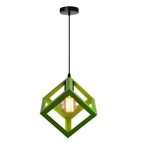 Stoex Lustre Suspension Contemporain en Cage Cube fer Luminaire E27 Vert