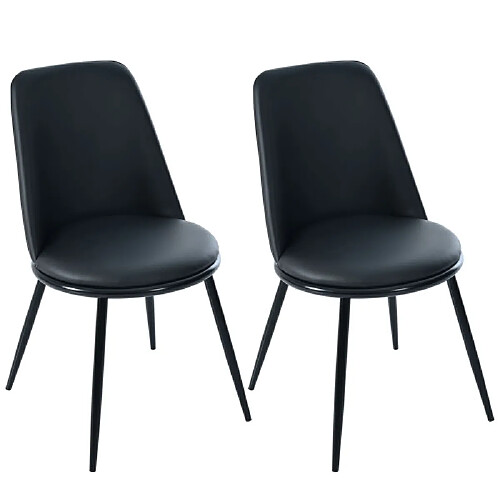 ComfortXL Lot De 2 Chaises De Salle À Manger Avec Dossier Rond, Noire