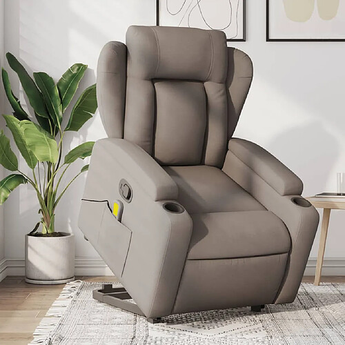 vidaXL Fauteuil inclinable de massage Taupe Tissu