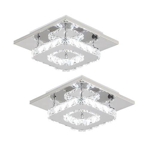 Stoex 2X Plafonnier D'Intérieur À Led Lustre en Cristal K9 Moderne Pour Chambre À Coucher, Salon, Salle À Manger (Blanc Froid)