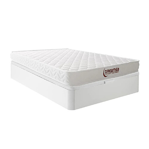 Vente-Unique Ensemble 140 x 190 cm sommier coffre blanc + matelas mémoire de forme ép.15cm - PELOPS de DREAMEA