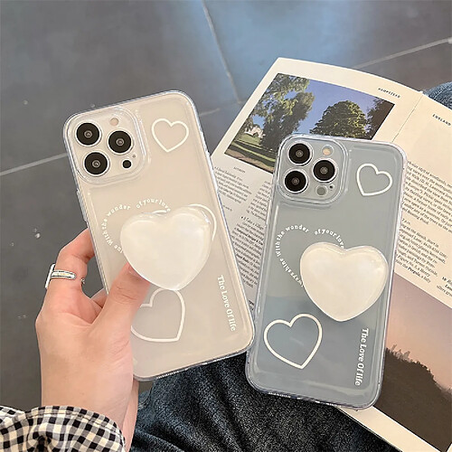 GUPBOO Étui pour iPhone13 étui de téléphone portable transparent amour blanc simple pour femme