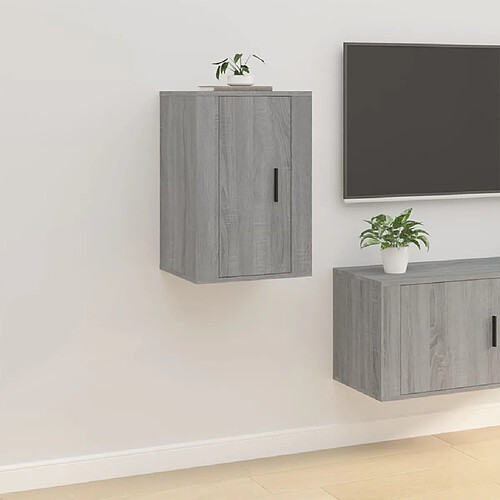 Maison Chic Meuble TV scandinave mural Banc TV suspendu pour salon - Sonoma gris 40x34,5x60 cm -MN51587