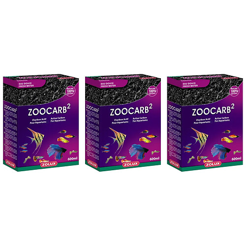 ZOLUX Charbon Zoocarb 2 600 ml (Lot de 3).