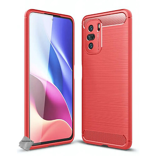 Htdmobiles Coque silicone gel carbone pour Xiaomi Poco F3 / Mi 11i 5G + film ecran - ROUGE