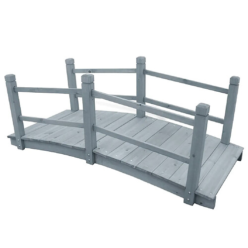 vidaXL Pont de jardin Gris 140x60x56 cm Bois de sapin massif