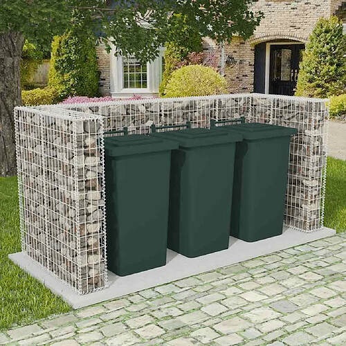 vidaXL Cadre de gabion de poubelle triple Acier 250 x 100 x 120 cm