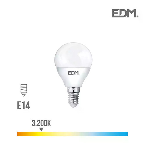 Edm Ampoule LED E14 6W Ronde équivalent à 40W - Blanc Chaud 3200K