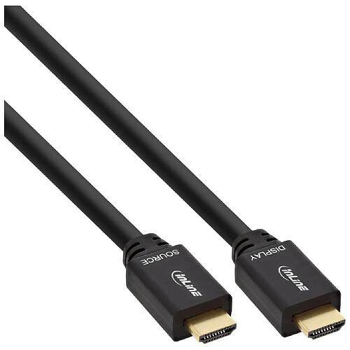 Câble HDMI InLine® Active High Speed avec Ethernet mâle plaqué or noir 30m