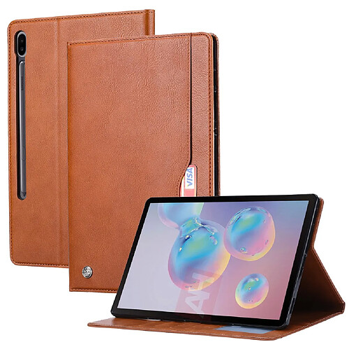 Etui en PU avec support, porte-carte et porte-stylo marron pour votre Samsung Galaxy Tab S8 Wi-Fi SM-X700