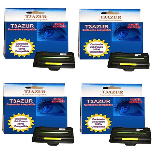 T3Azur Lot de 4 Toners compatibles pour Lexmark X215 / ML1710D3 - Compatible - 3 000 pages