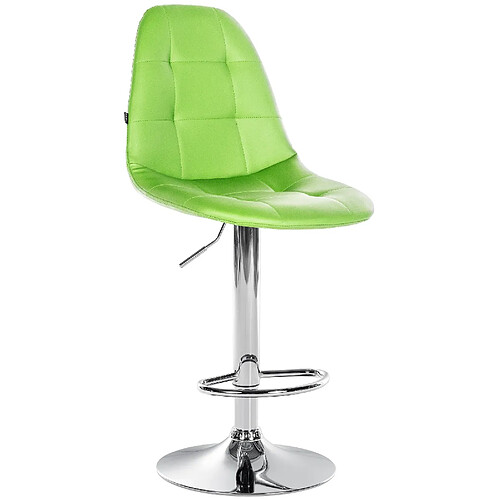 Decoshop26 Tabouret de bar x1 avec repose-pieds hauteur réglable pivotant assise en PVC vert cadre métallique chromé 10_0004824