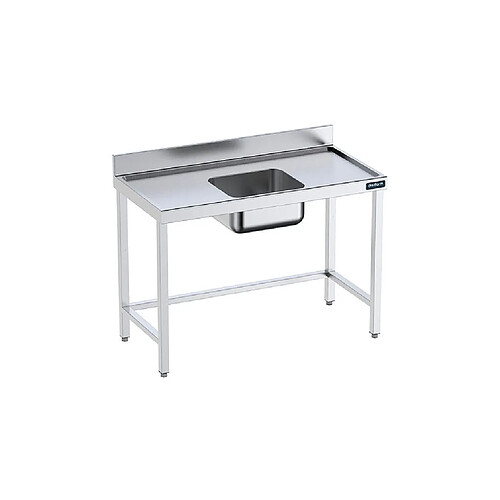 Table de chef Inox avec bac Central et renforts - Gamme 600 - Distform