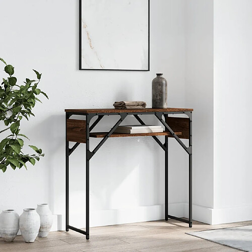 vidaXL Table console avec étagère chêne marron 75x30x75 cm